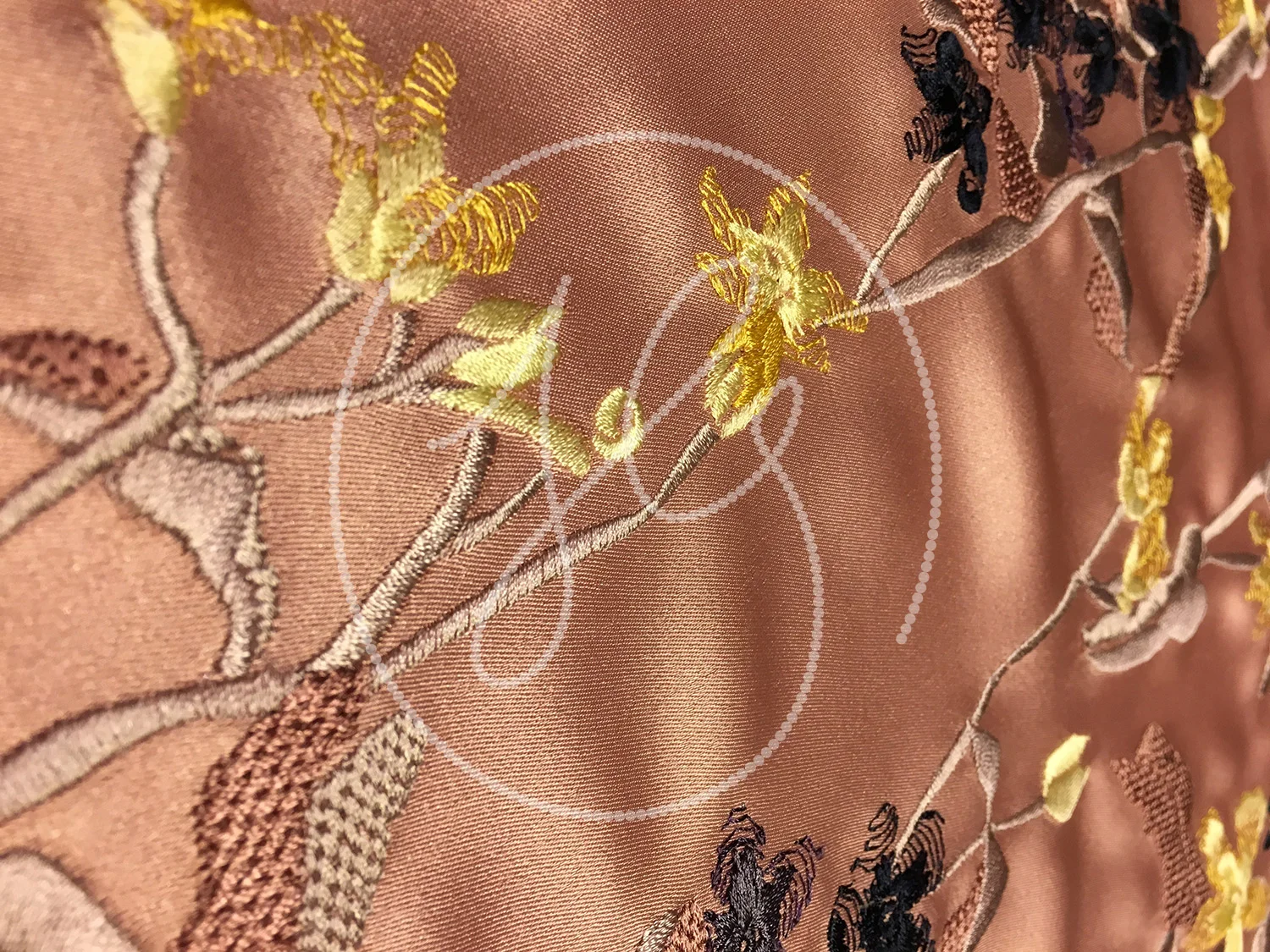 BLOSSOM STRIPE Warm vintage tones inform this design on fluid double faced satin.