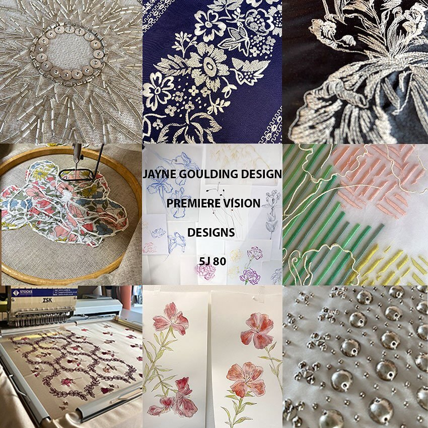 I&rsquo;m thrilled to be in Paris this week to show my embroideries @wearepremierevision 
I&rsquo;ll be in Hall 5 Designs 5J 80 

My collection brings together the precision of digital embroidery, hand guided machine embroidery and luxury hand beadin