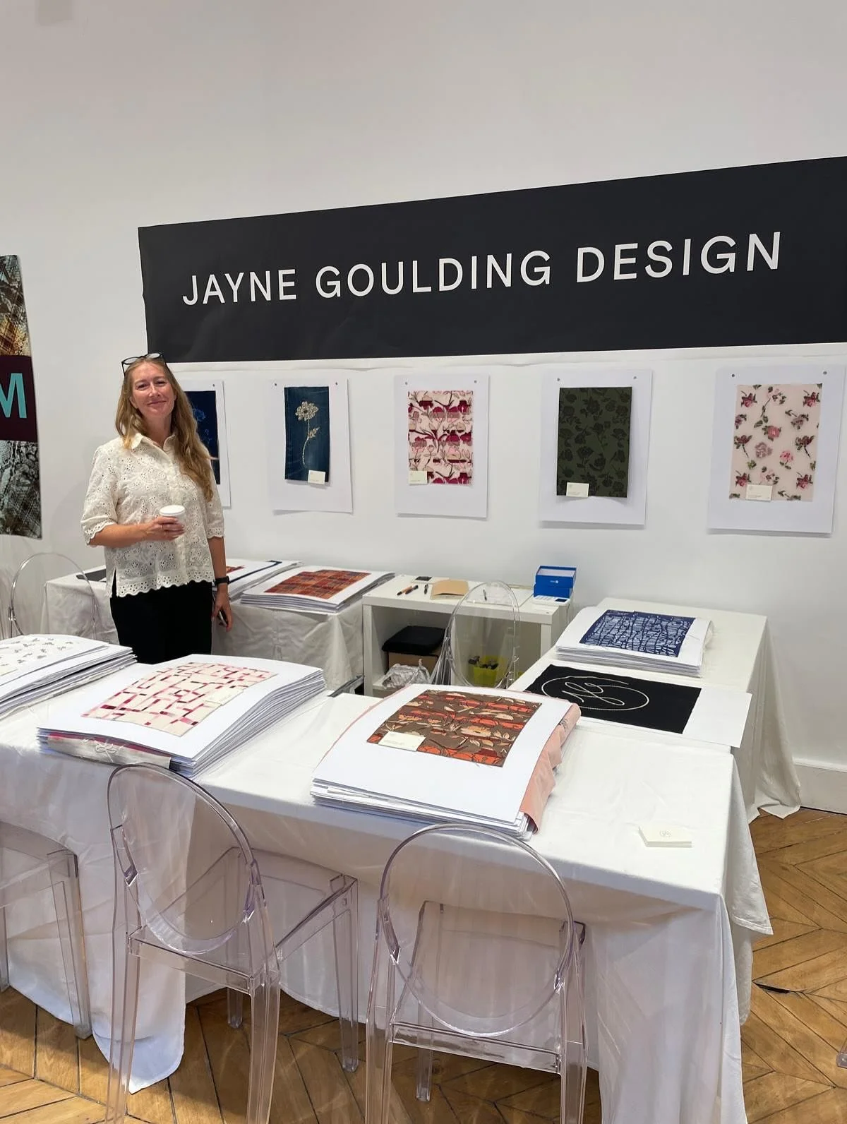 It&rsquo;s my first day of exhibiting with @create_designers 
and so far so good! 
So many talented studios here 🤩 
Lovely neighbours @owensandkim @patterntextilesstudio and fellow newbie, amazing designer @alicetimmis 

#embroideryforfashion 
#ilov