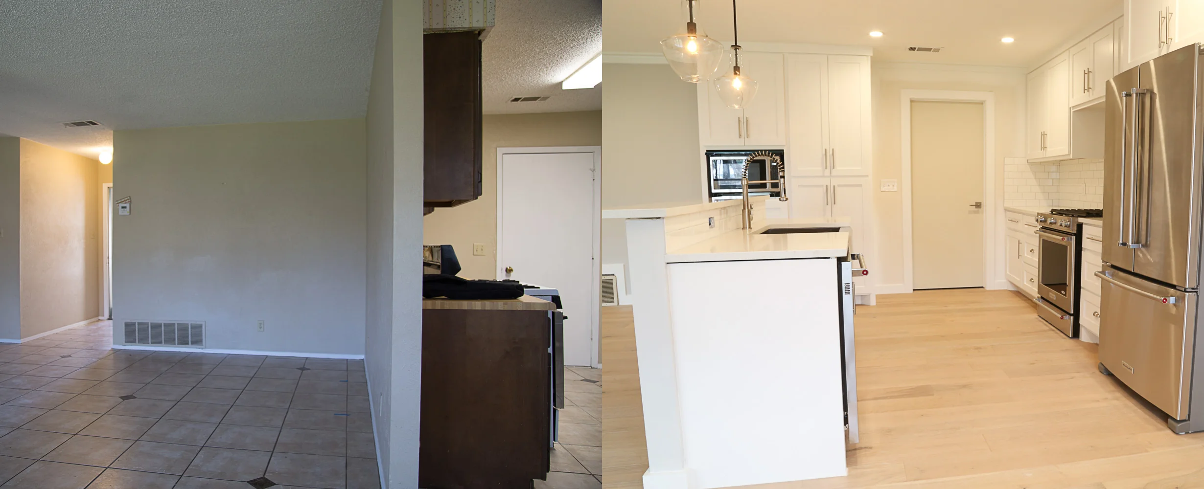 Here is that silly wall I was talking about. The door that you see on the right is off to the garage. We built out a laundry/mud room on the other side of that door, but it is still being worked on. I will post it when it is done because it is amazing! I love this island and cannot wait to add barstools to it to serve my guests when they are over at our house! 