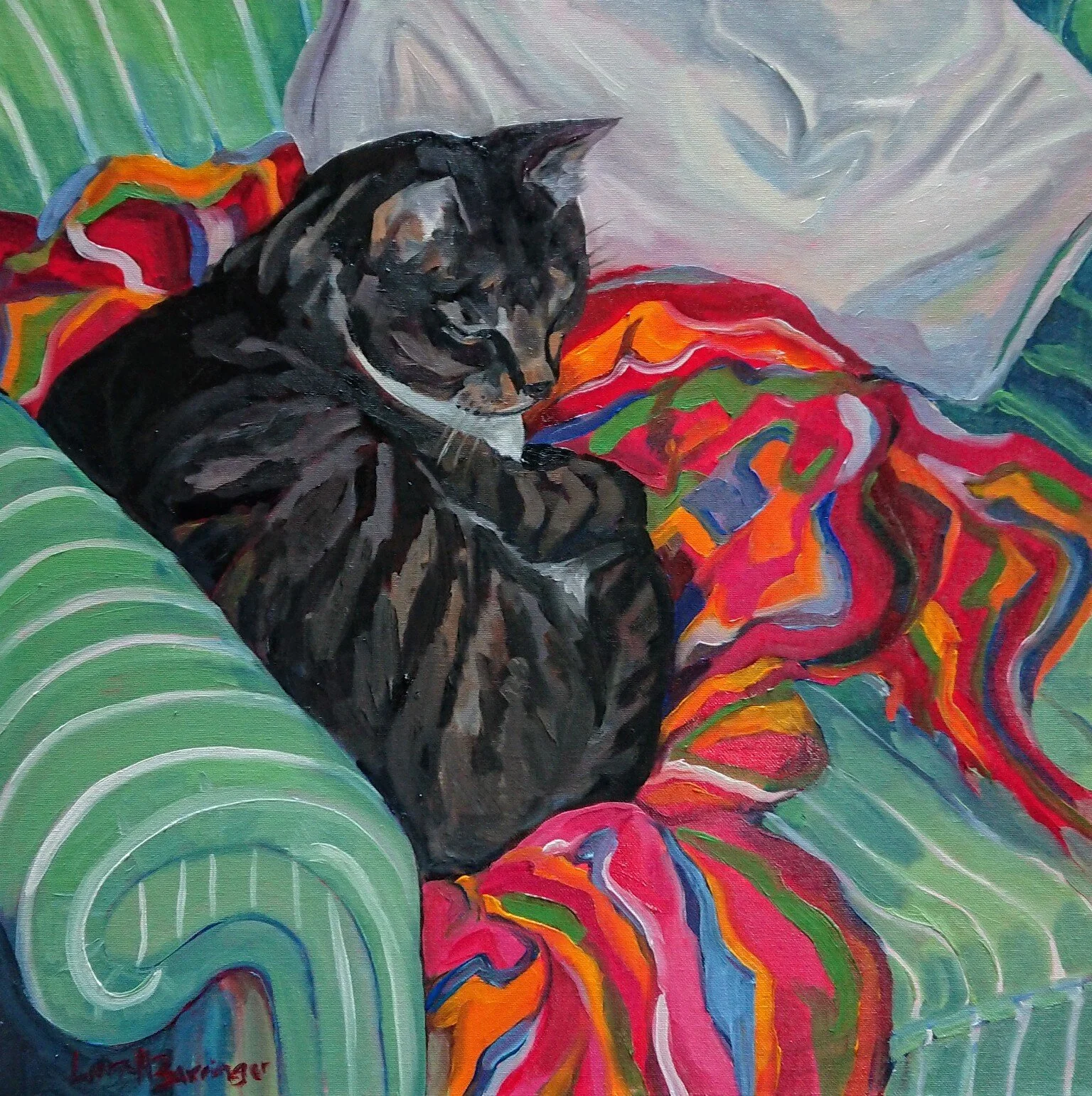Stripes on Stripes 20”x 20”, oil on canvas