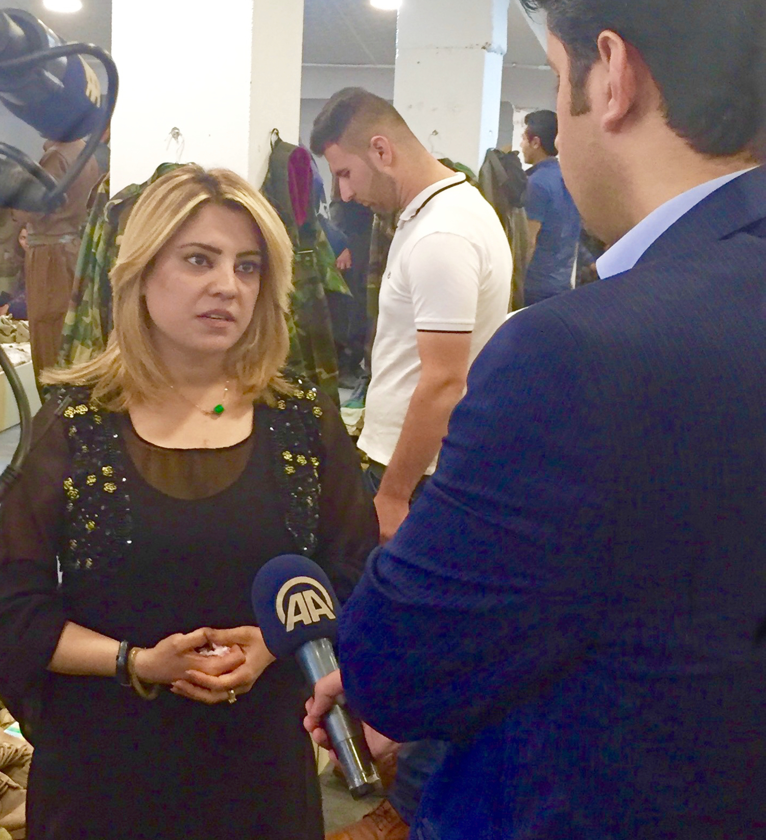 Kurdish journalist Friyal Faisal being interviewed by a local news network May 2, 2016