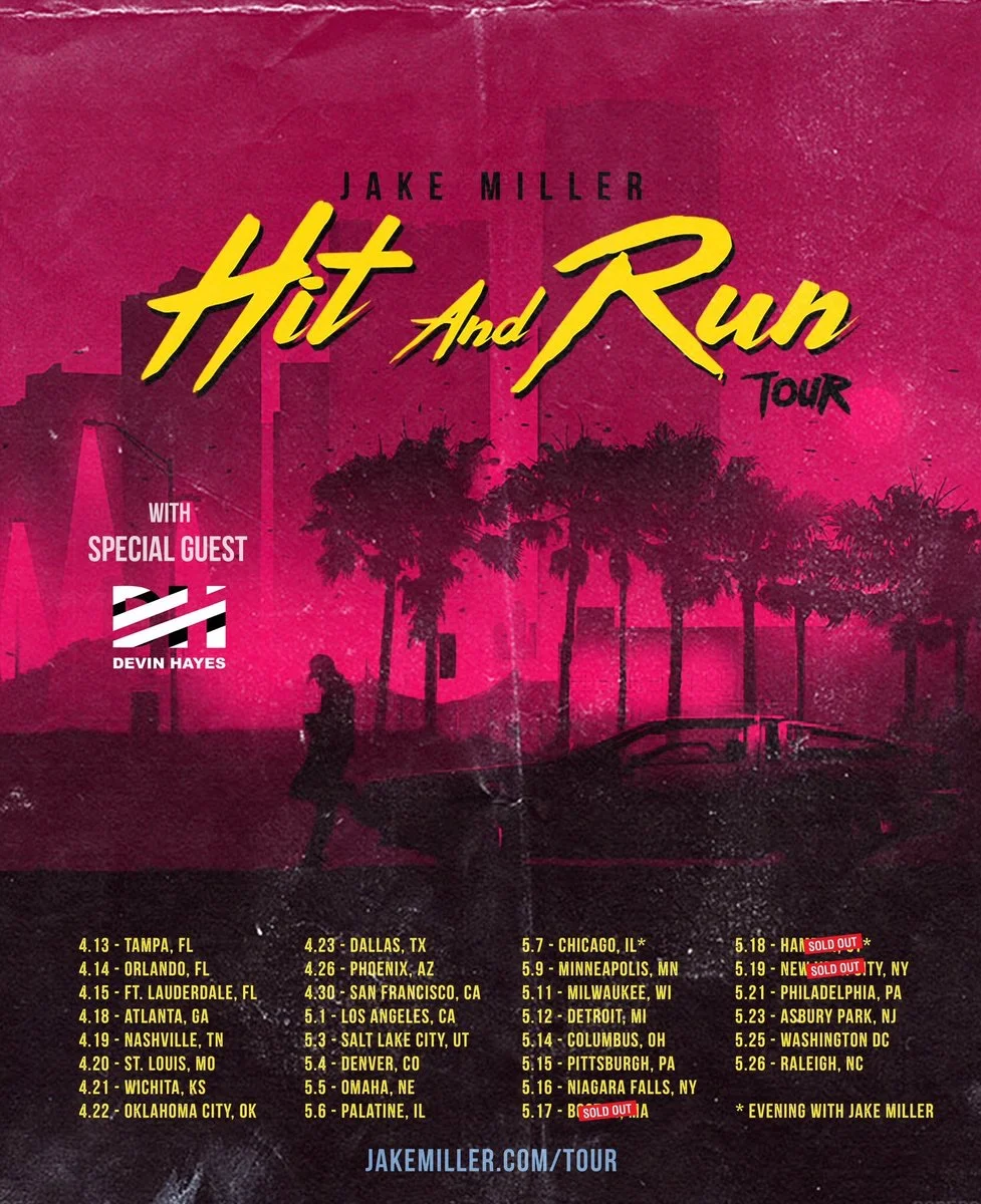 Promo Poster for Jake Miller's upcoming tour, starting in April - taken from twitter