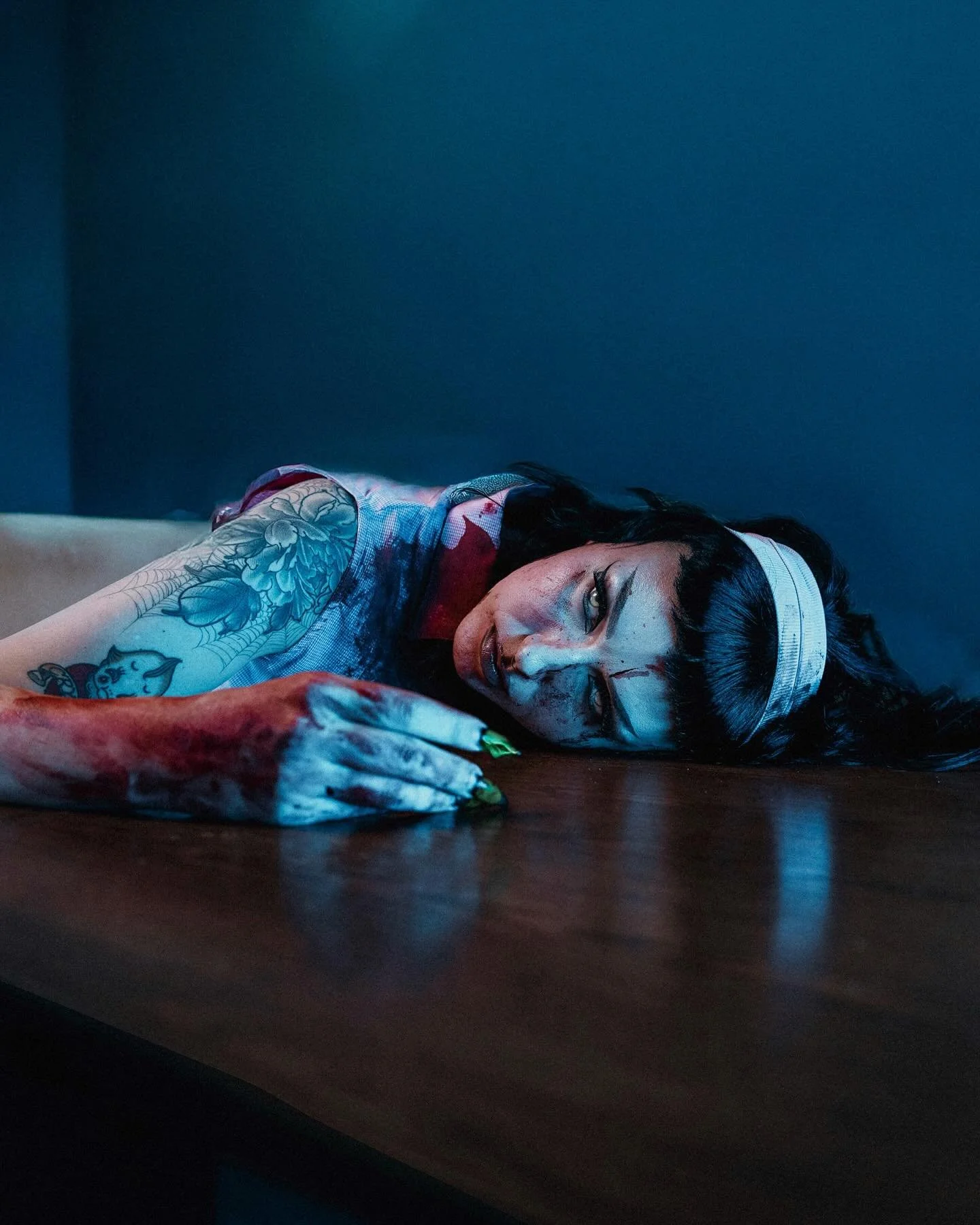 Find someone made just for you 🤍 @companionmovie inspired shoot with @destinee.deville as iris 
shot alongside @sbakerfilm 
tw fake blood !! 🩸 
.
.
.
.
.
.
.
#companionmovie #instagramreels #portraitgames #halloweenphotoshoot #igreels #tangledinfil