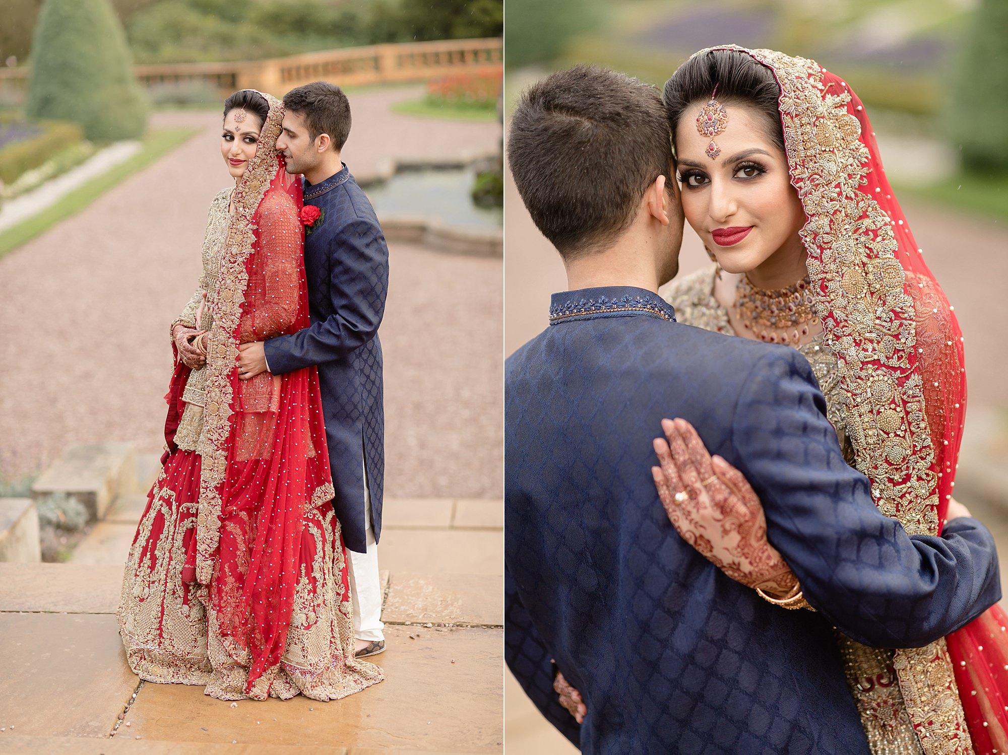 Pakistani bride and groom portraits at Tatton Park Cheshire