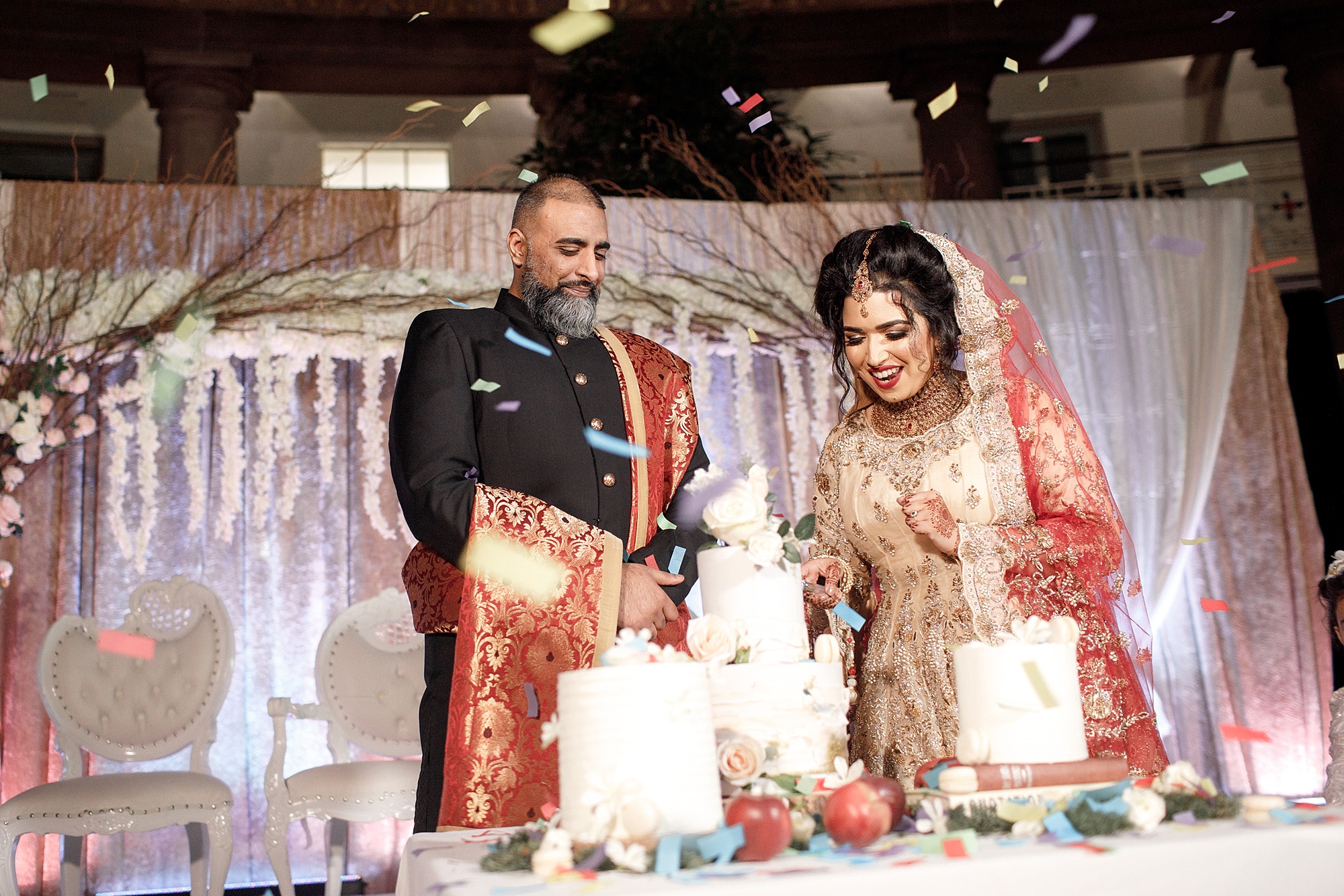 Pakistani Couple cut Cake Photography Devonshire Dome 