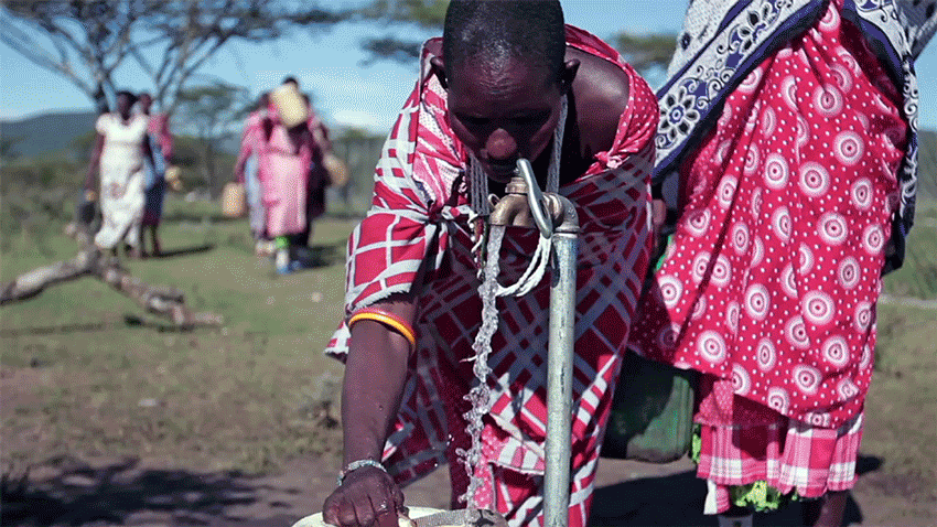 Maasai women collect water at FoTZC funded borehole
