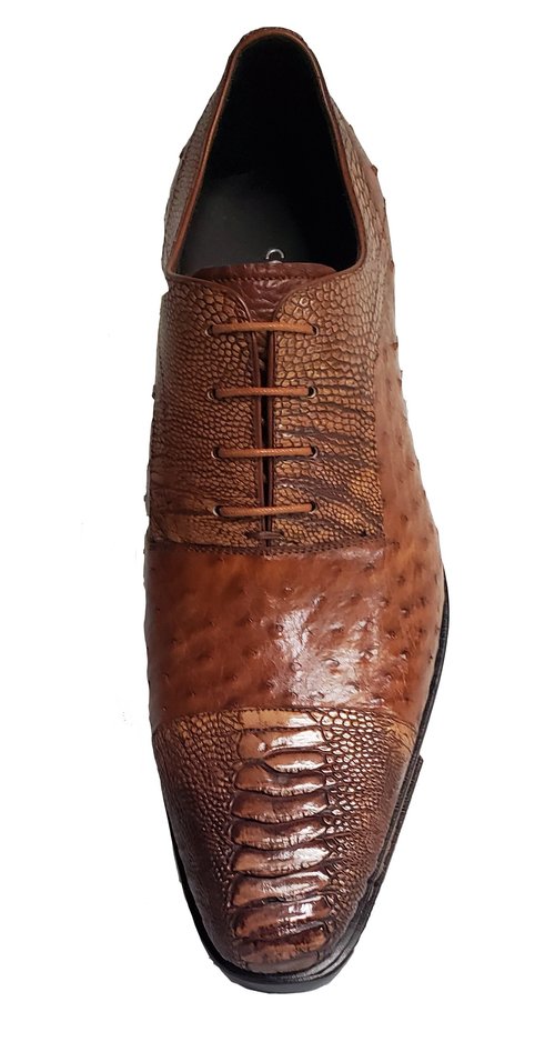 chinese dress ladies Men's Genio Genuine Ostrich Embossed Leather Shoes Turkey 120332831 Cognac - 44 EU - 11 US main image 0