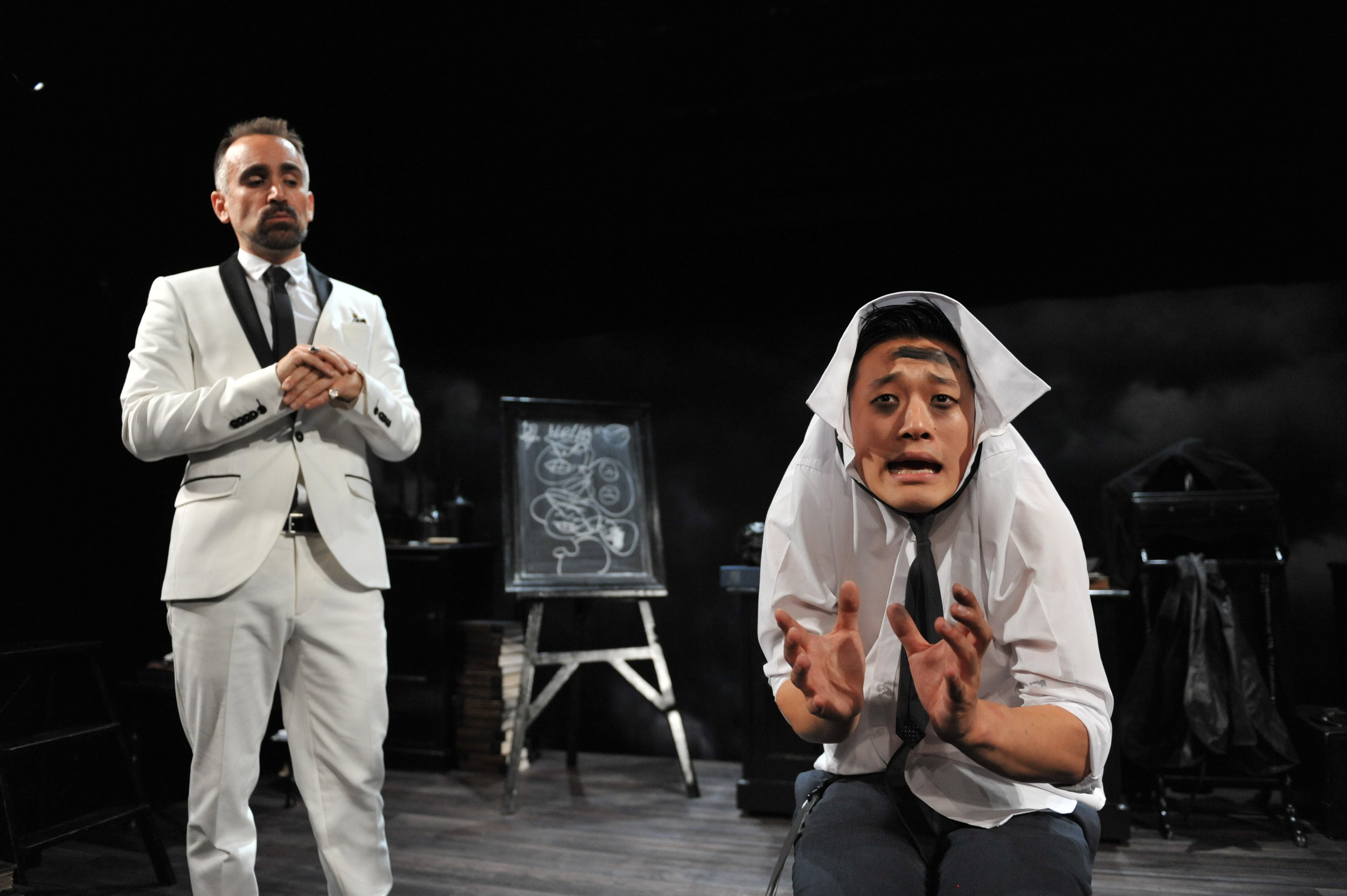 Yannick Lawry (left) as Screwtape and George Zhao (right) as his henchman, Toadpipe