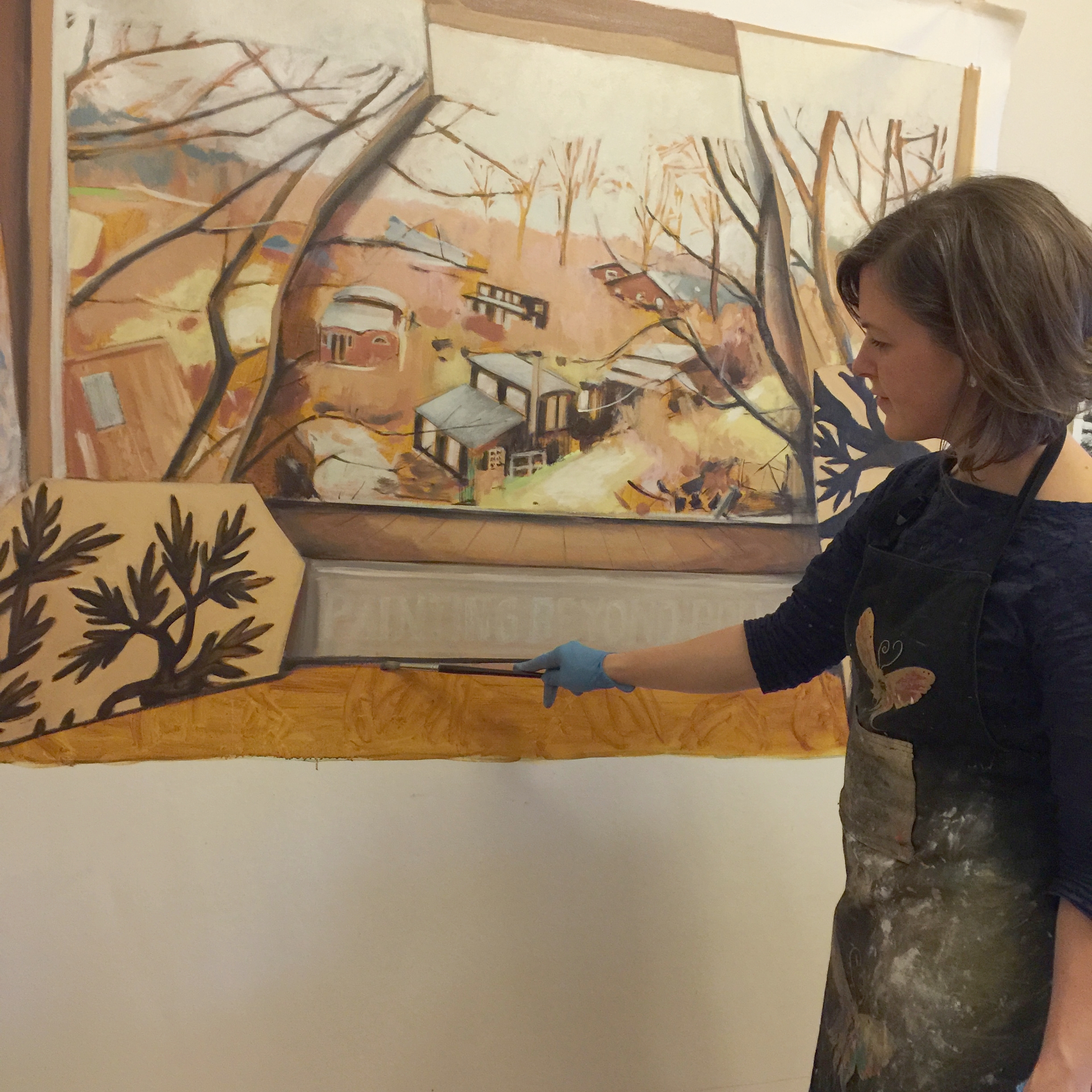 Arist and ADM Creative Fellow, Jo Chew, at work in her studio