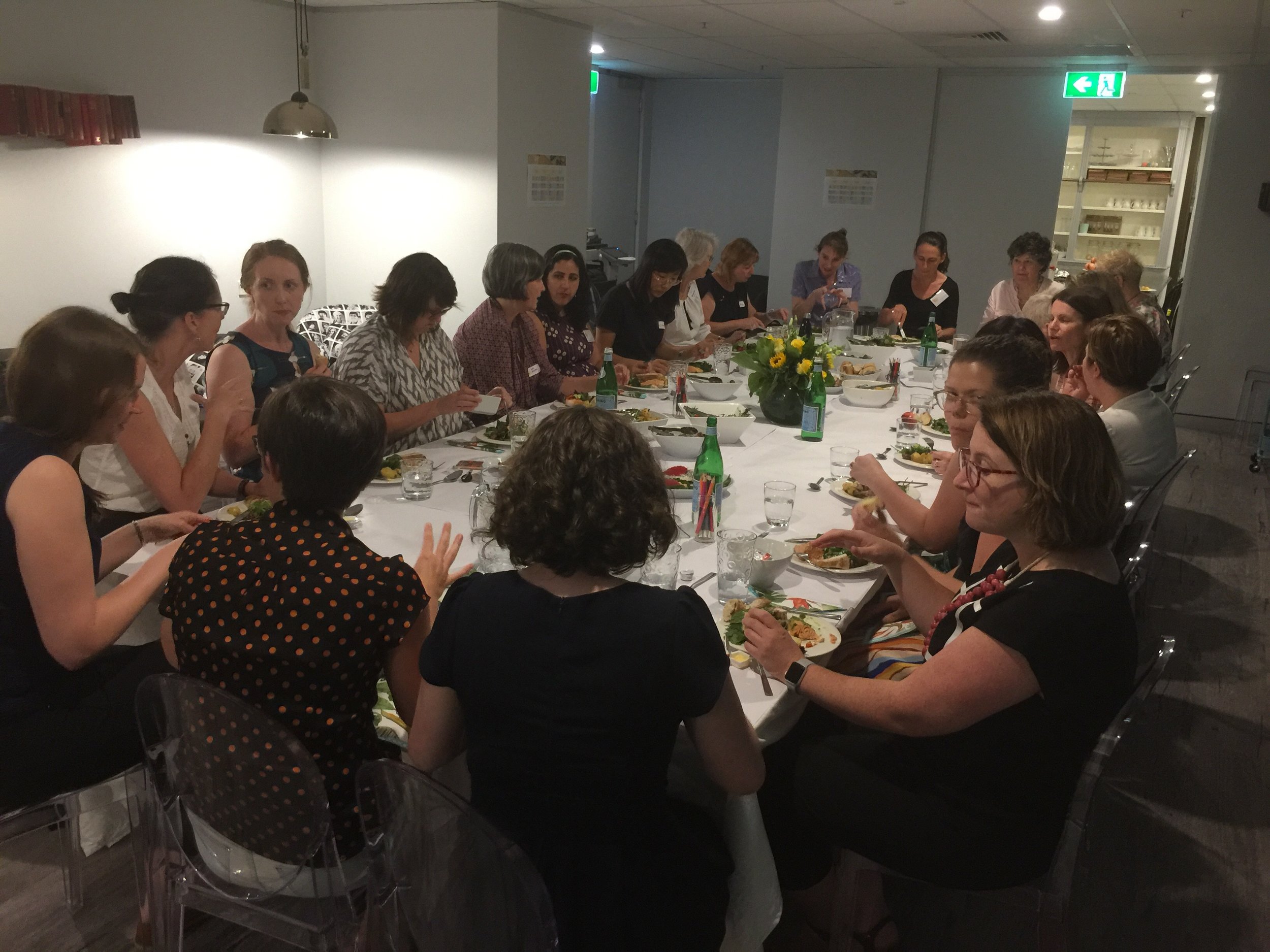About 30 women gathered for the mentoring dinner with Prof. Lynn Cohick on 'Flourishing in the Academy and the Church'.