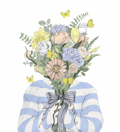 Flowers and Butterfly GIF