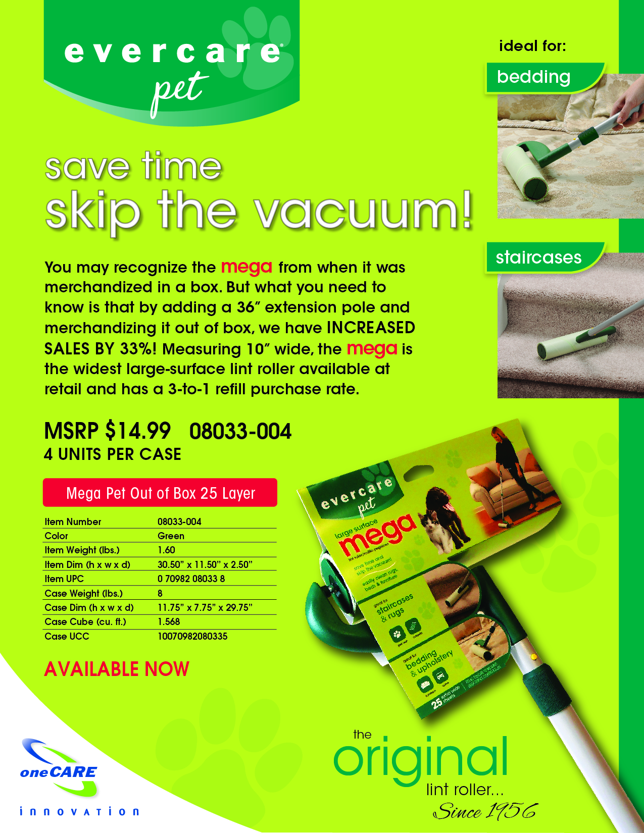Evercare Pet Roller Product Info Sheet