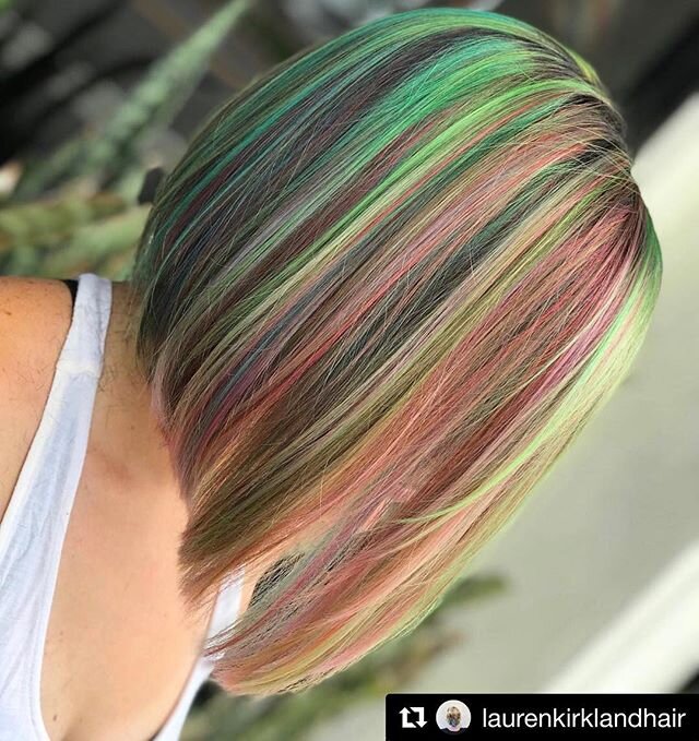 #Repost @laurenkirklandhair
・・・
Unicorn hair is so magical. This is the same color/cut from yesterday just straight. And it&rsquo;s still soooo satisfying. .
.
.
.
#sessionshaircompany #laurenkirklandhair #btcpics #behindthechair #americansalon #mode