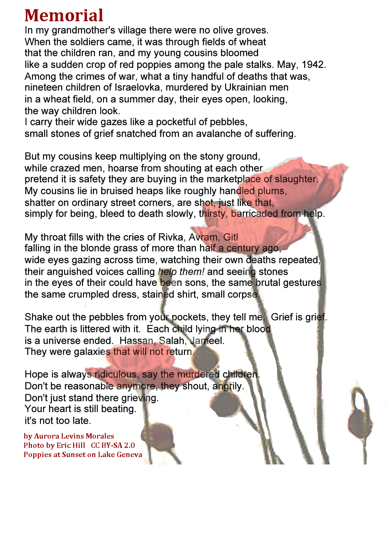 Aurora Levins Morales, "Memorial."
