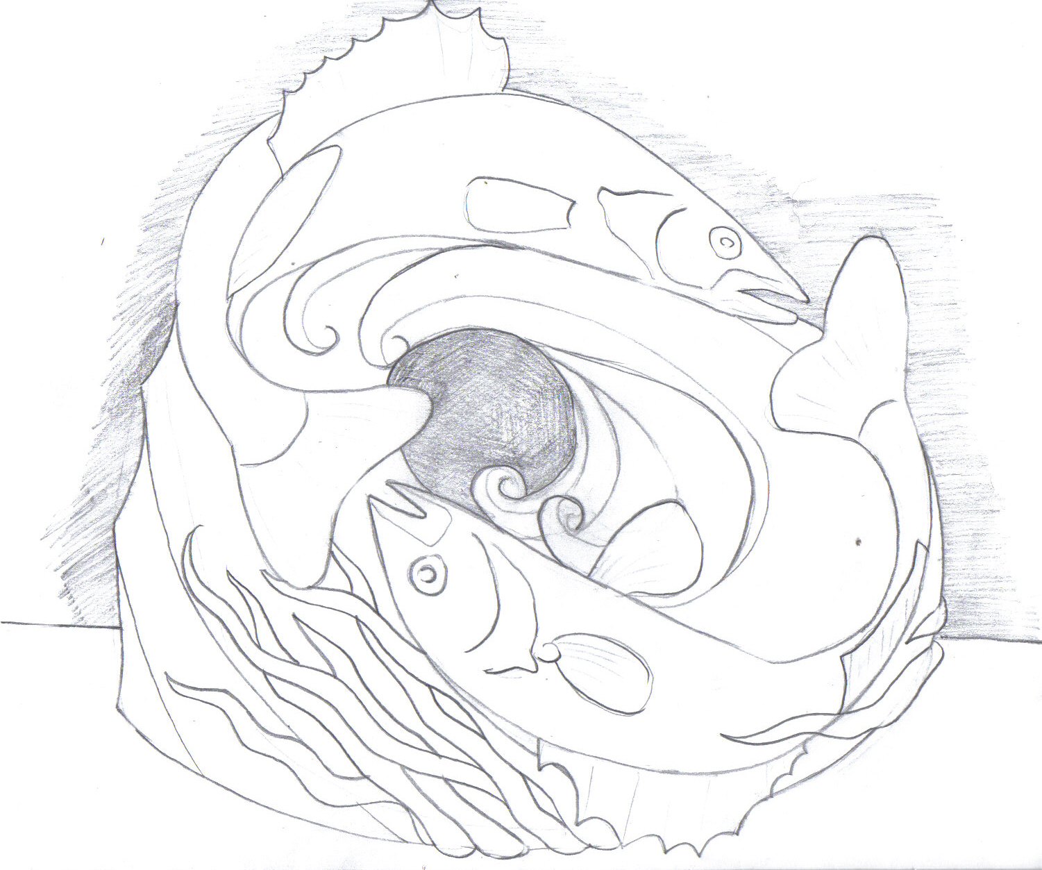   Working sketch for  Mobius Fish    8'x8'x8'  Snow Sculpture  St. Paul Winter Carnival&nbsp;  2014 