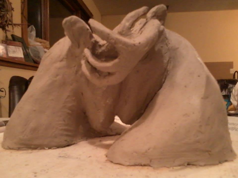   Clay model for  Two Bucks Fighting    10'x8'x10'  Snow Sculpture  St. Paul Winter Carnival  2015 