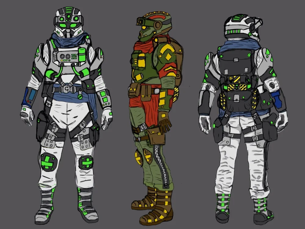 Final white color scheme and a military color variant. &nbsp;The helmet visor was replaced with eyes to humanize Grant