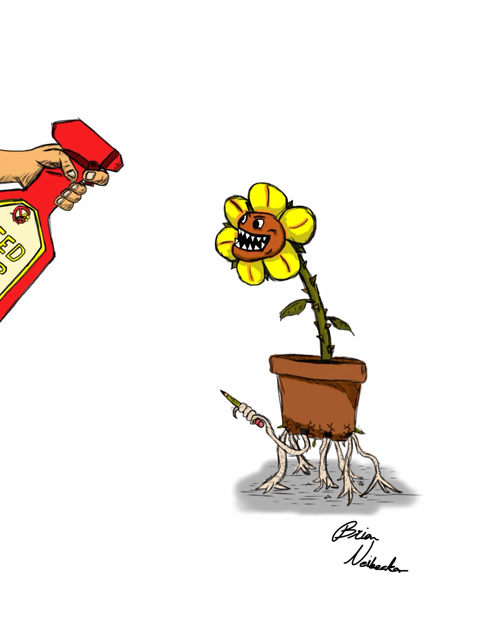 This is an evil potted plant I drew a while ago. &nbsp;I want to make a game or animation based on this someday