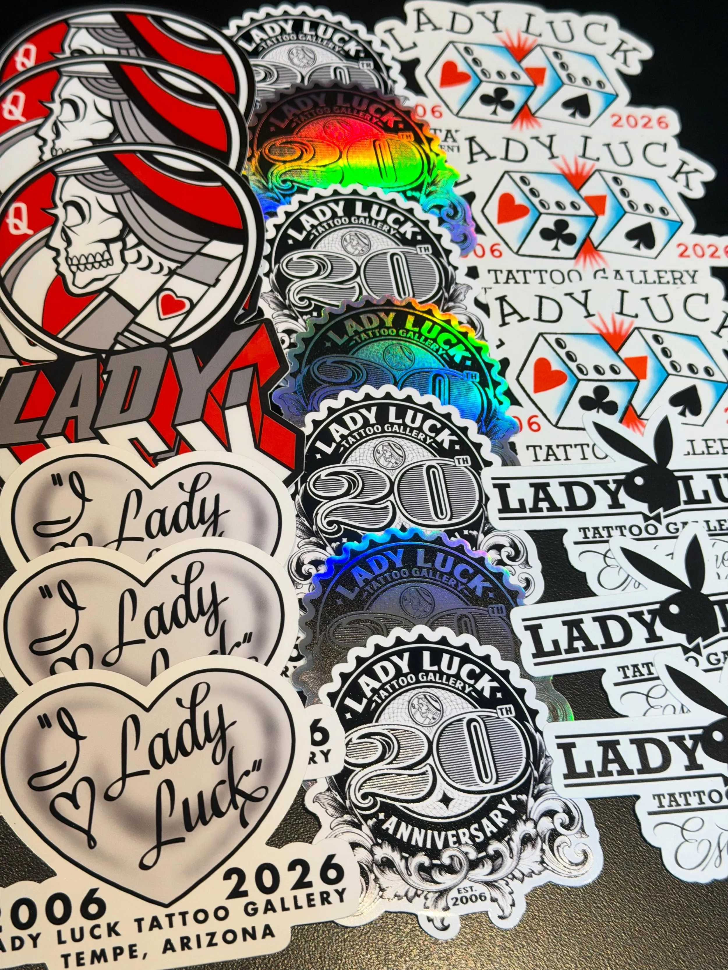 First batch of our 20th anniversary stickers are in! Stop by the shop to pick up a free sticker and place your pre-order for our first anniversary shirt drop thru Friday 5/29.