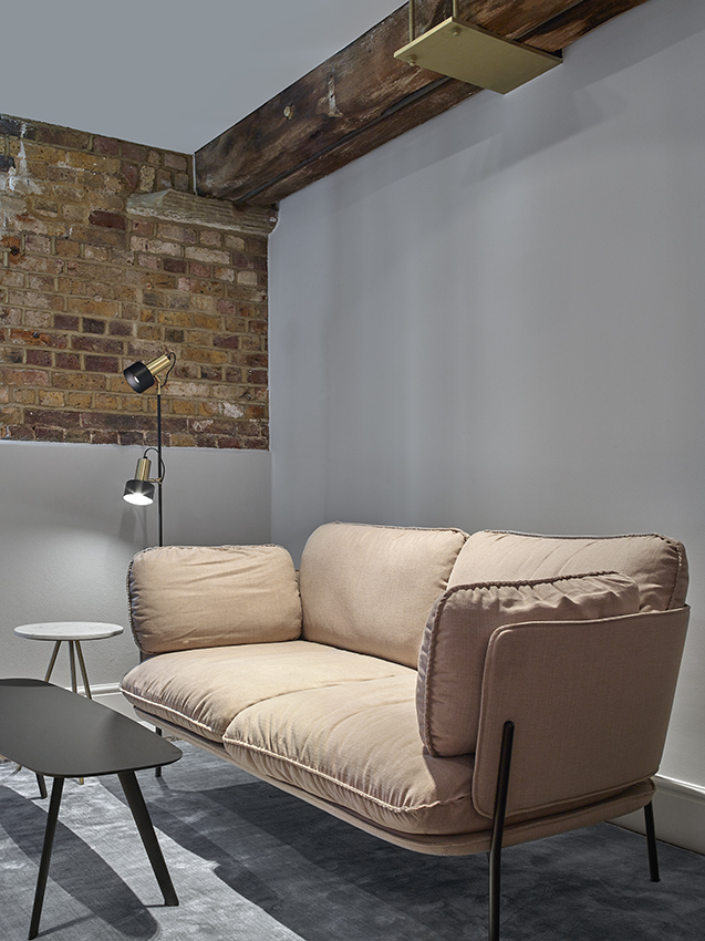 Furniture was sourced from scratch throughout the property; clean lines, curves, and tactile textures are the overarching aesthetic, with a focus on hero pieces to compliment the client’s lifestyle. The neat, delicately-proportioned Cloud sofa from Danish brand &Tradition fits perfectly within the space.