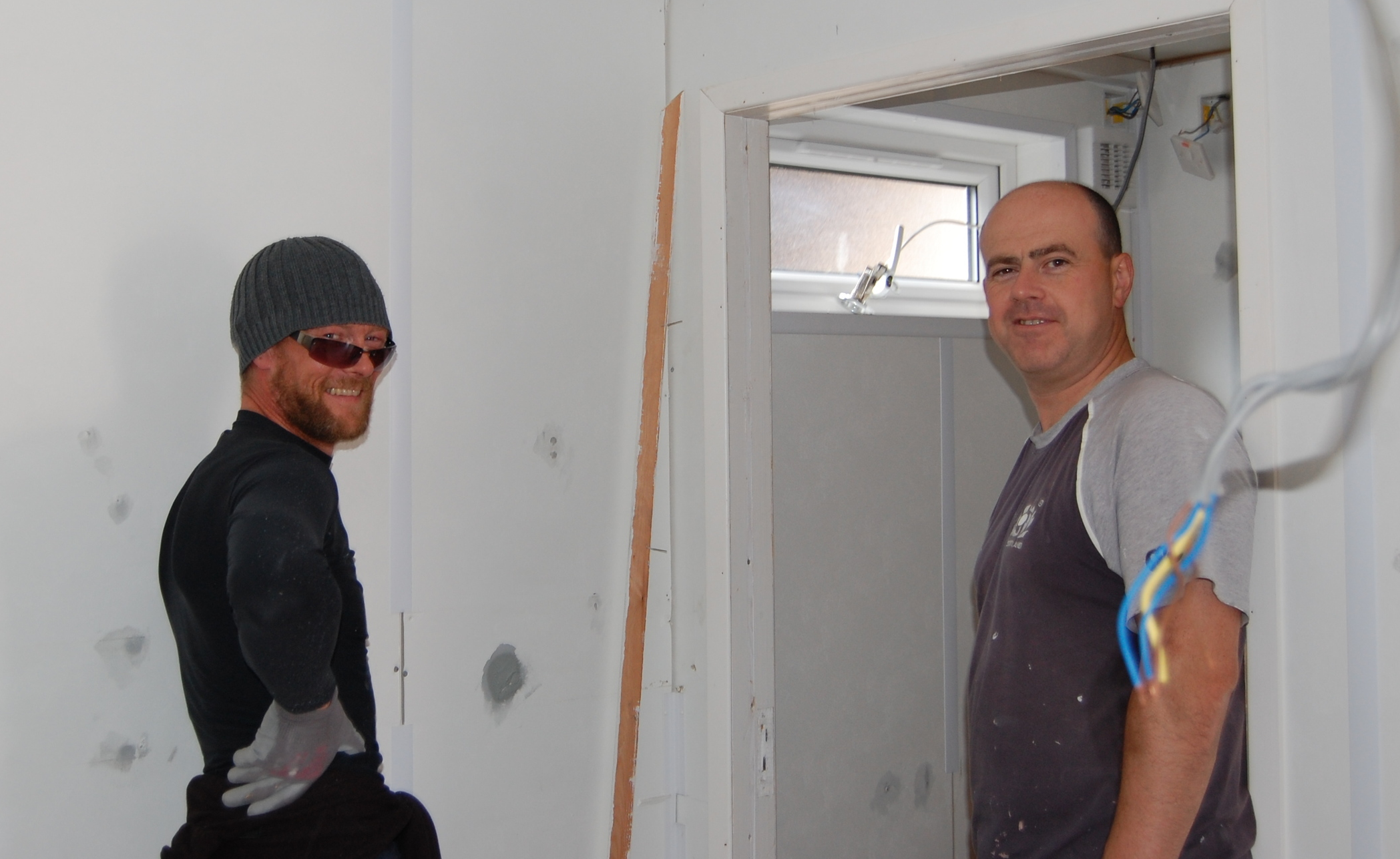 Graham and Mark grafting away in the cabin...Apologies for the mug shot guys!