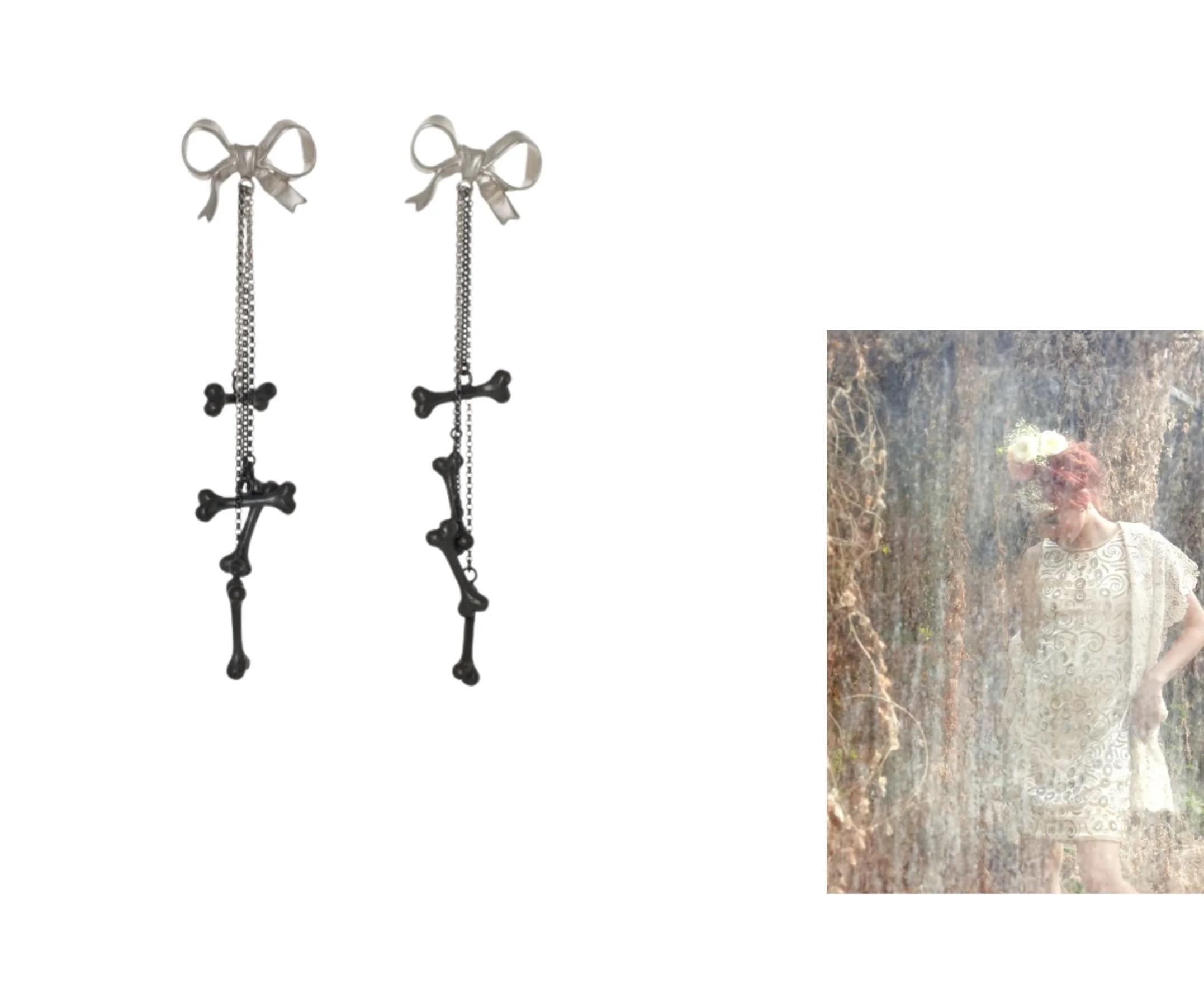 Lange oorbellen in zilver ombré, Elke Peeters