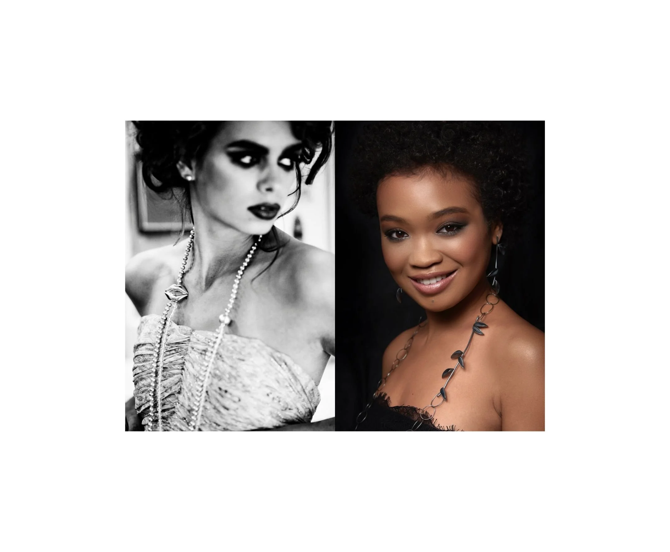 Lange halskettingen uit het atelier van Elke Peeters, juwelen.