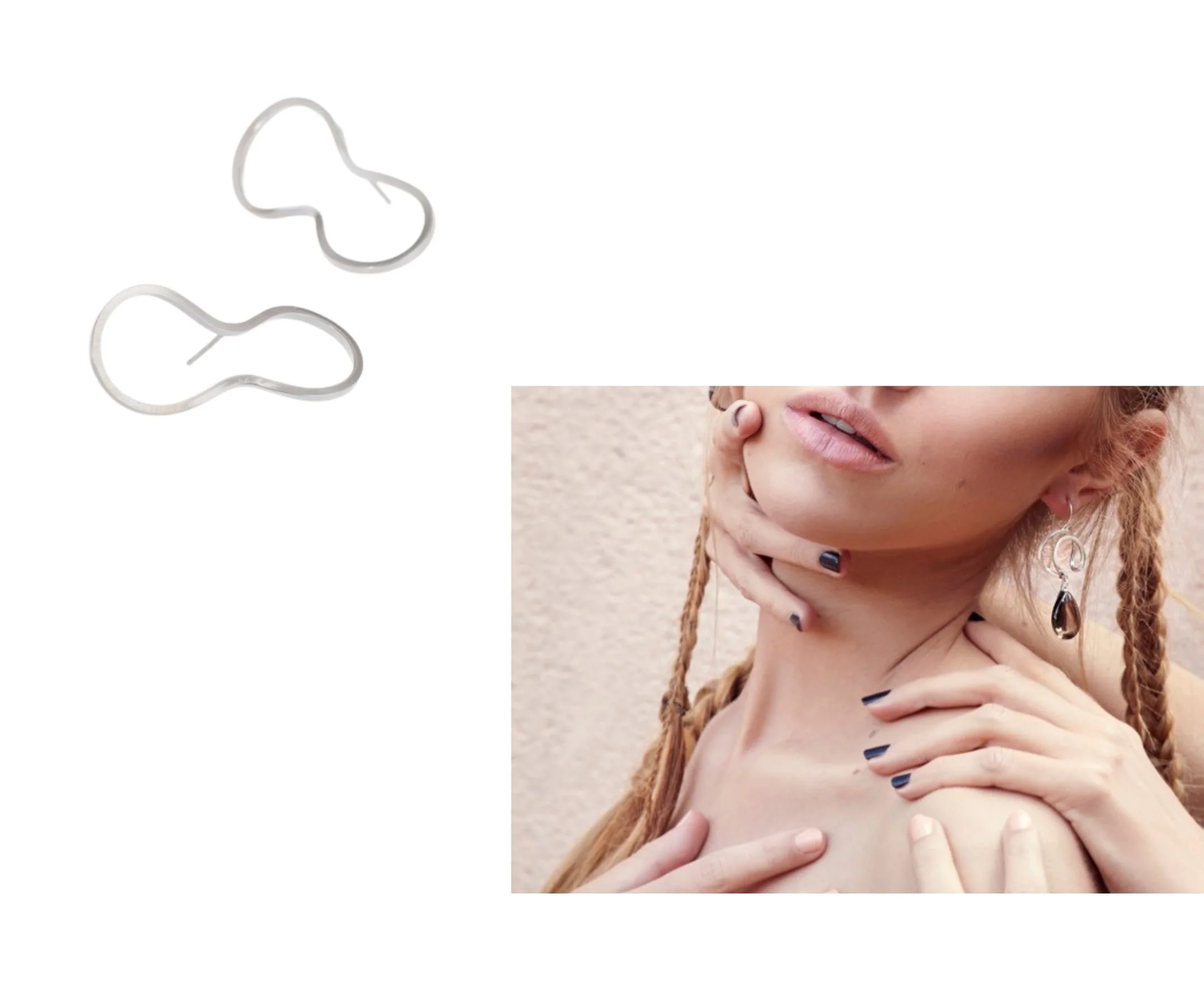 Zilveren stekertjes en oorbellen met rookkwarts, Elke Peeters Juwelen