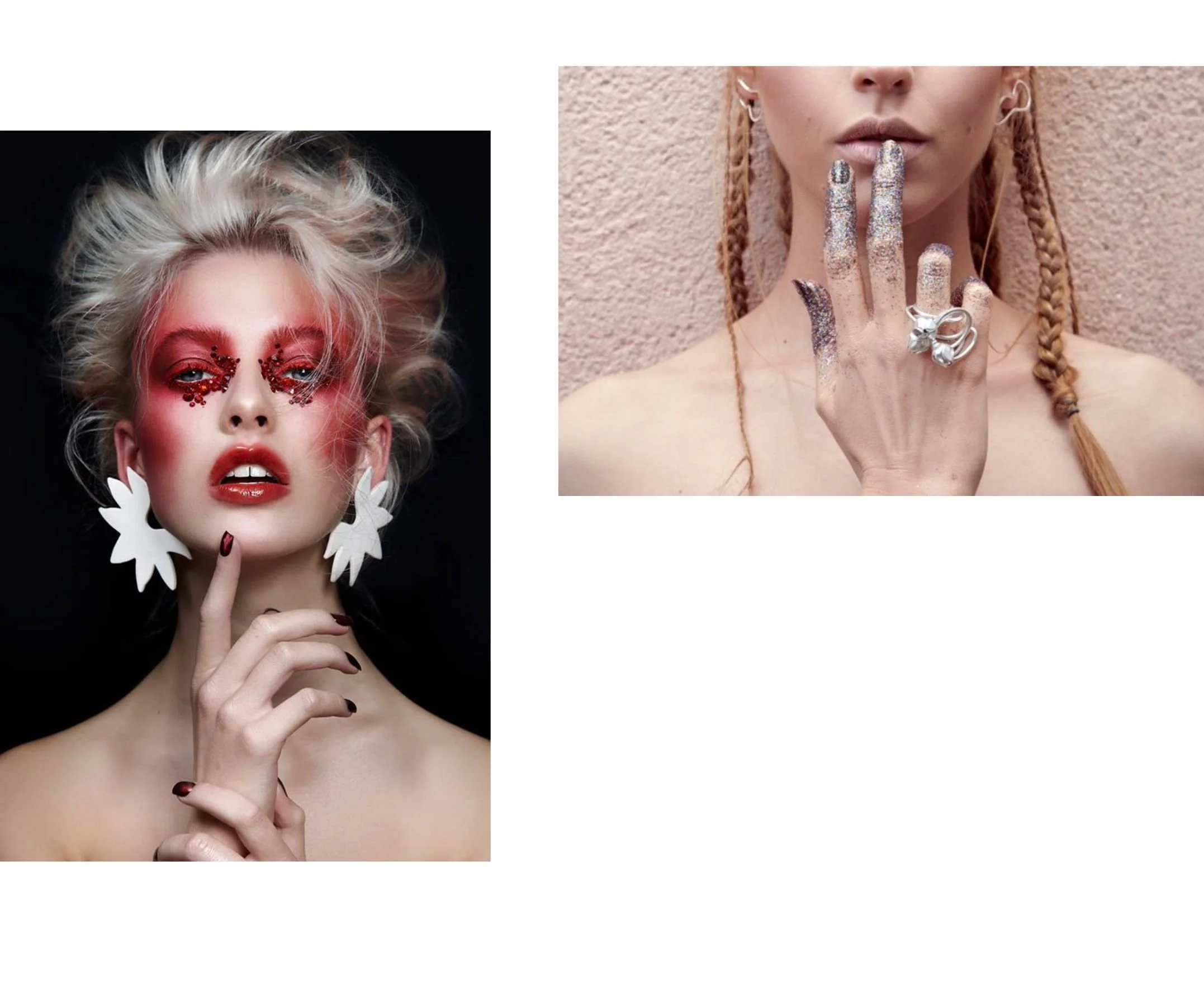 Oorbellen in porselein en zilver om de show te stelen, ring om het ijs te breken, uit het atelier van Elke Peeters, juweelontwerpster sinds 1995.