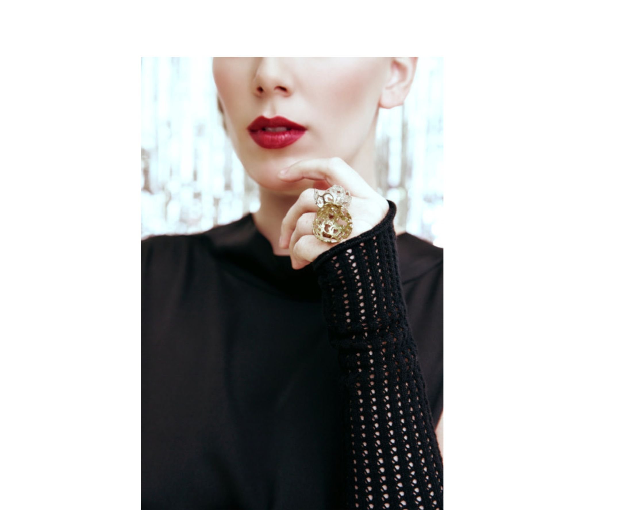 Set van 2 statementringen in zilver en goud, Elke Peeters juwelen.