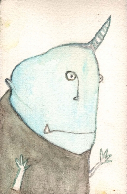 "You Got Me", watercolor on paper, 2.5 x 3.75"