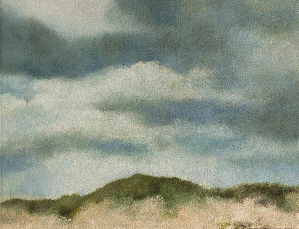 Fire Island Dunes, 13 x 10" oil on paper, 2017