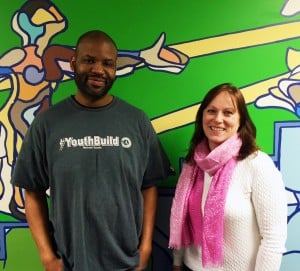 YouthBuild instructor Kevin Bradley and Illinois State Associate Professor Erin Mikulec.