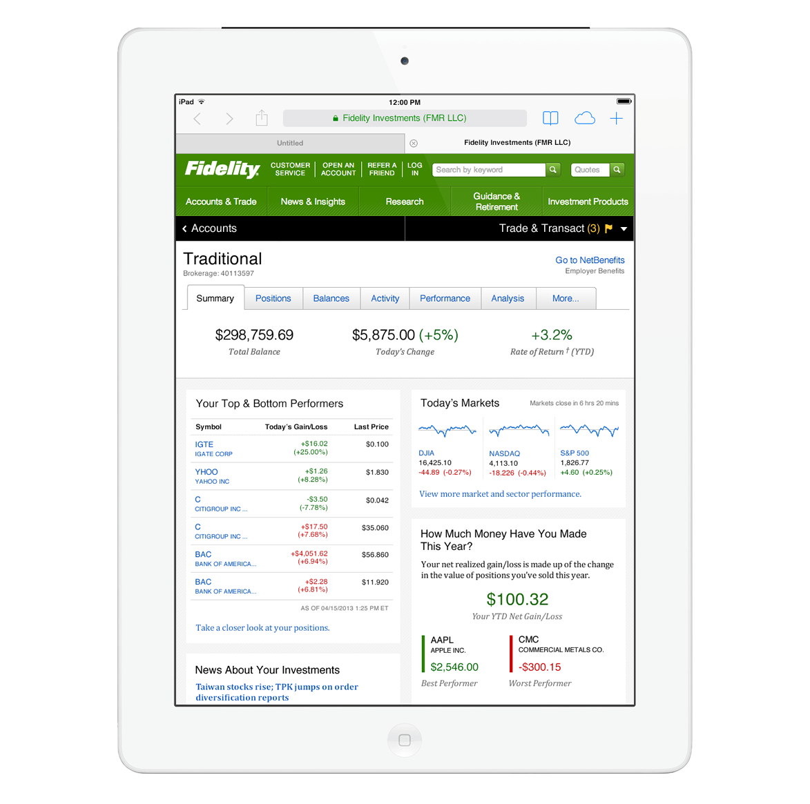 Tablet View