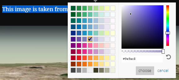 The Colour picker helps you to choose the right colours for your theme