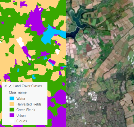 Support vector machine classification of fields around Northampton.