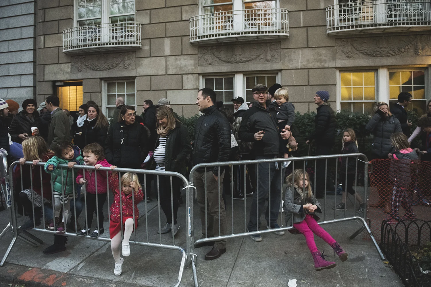 Lots of kids and their parents gathered to see Macy's Balloon Inflation Night. Manhattan, NY. 2015 © Go Nakamura photography