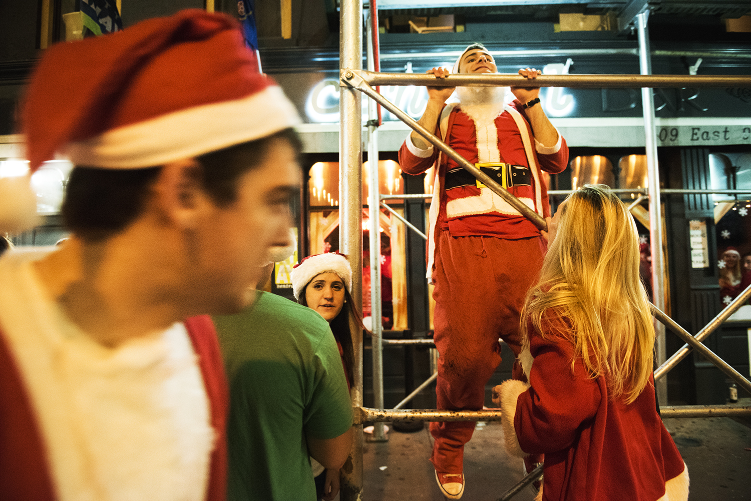 People in Santa Costume for SantaCon. Manhattan, NY. 2015 © Go Nakamura photography