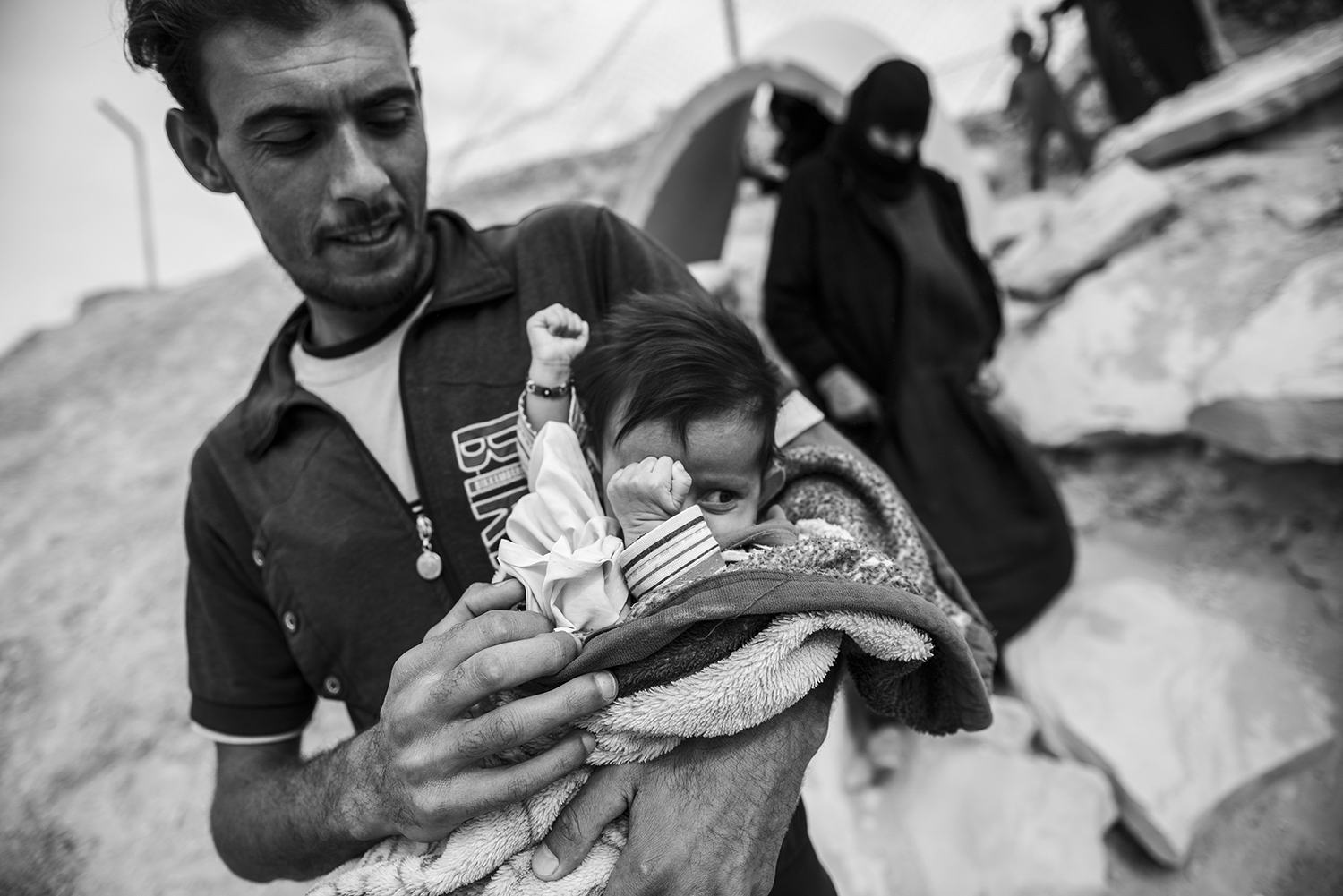 a refugee family in Dibagah IDP (internal displaced persons) camp at South of Mosul, Northern Iraq. November 1, 2016