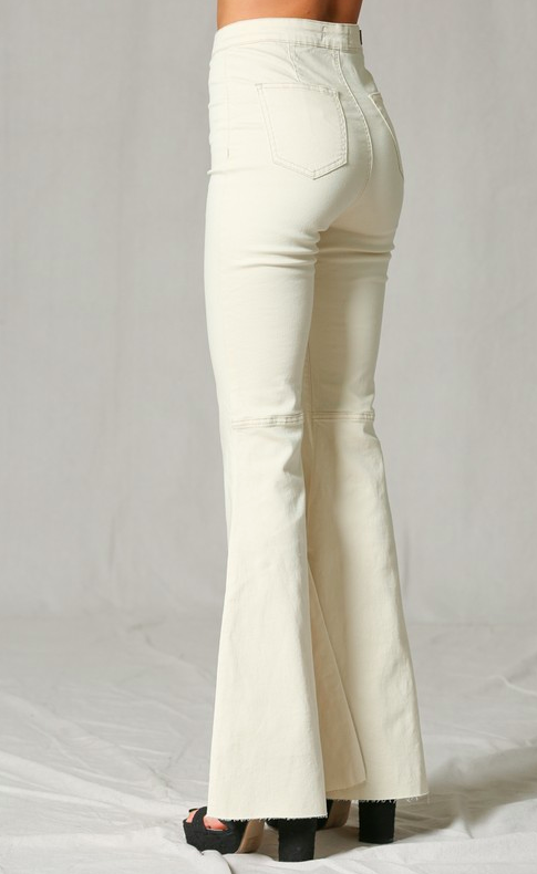 cream flare jeans
