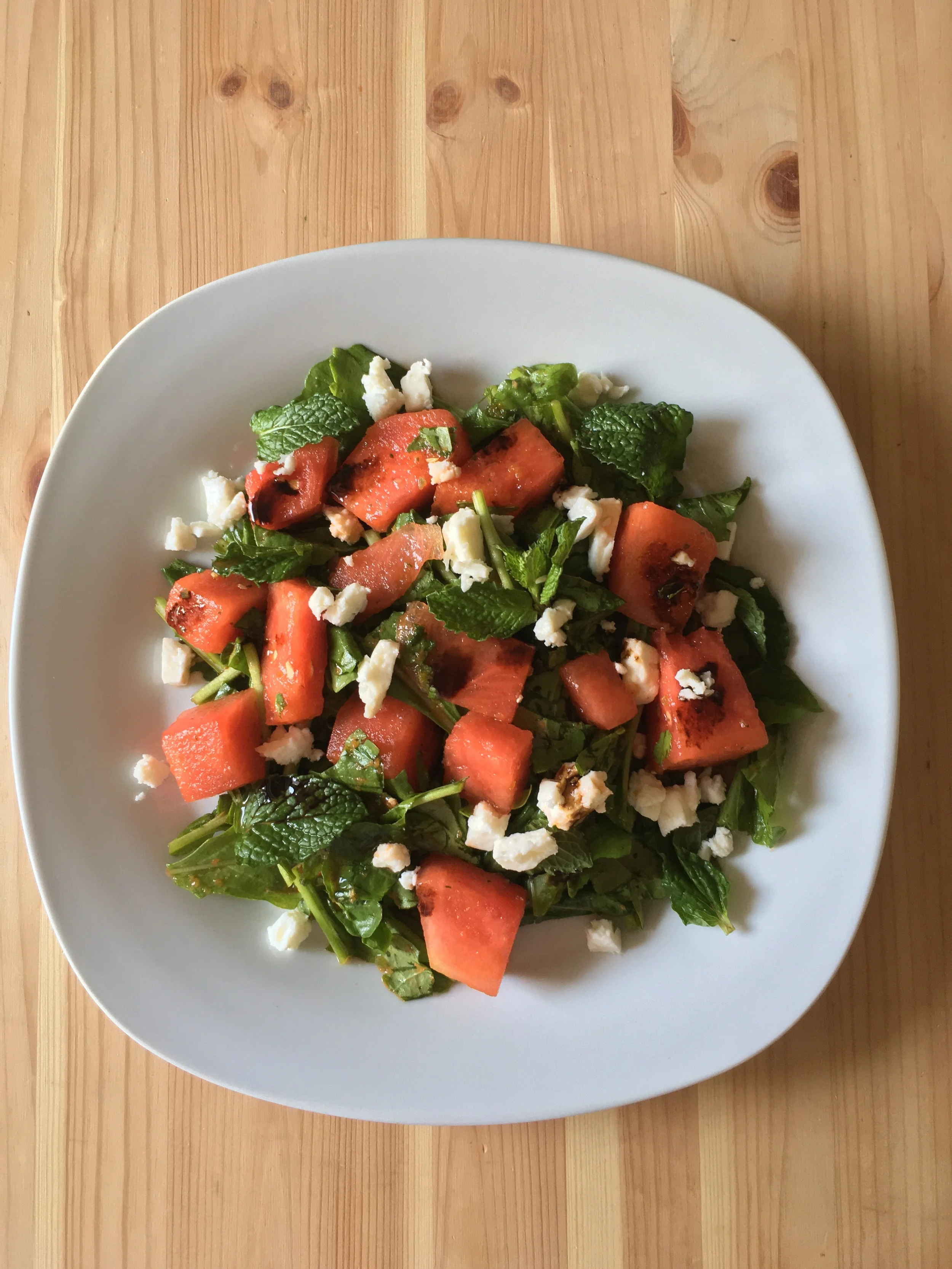 Watermelon Feta Mint Salad with Watermelon Soy Sauce Dressing