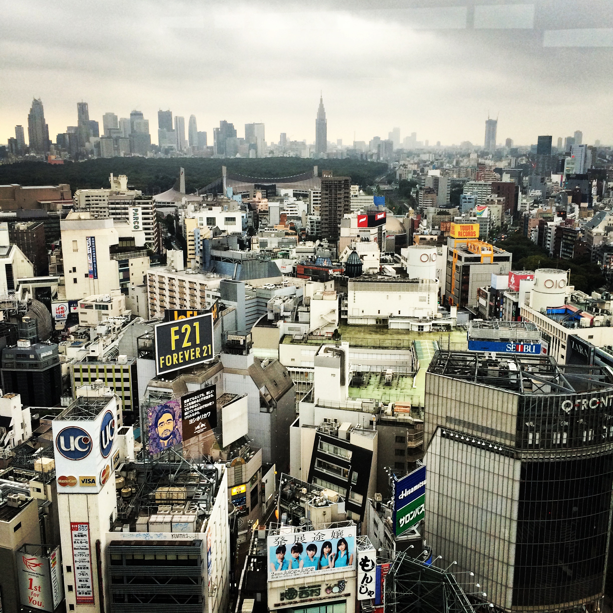 The view from Shibuya Excel with Yoyogi Park in the background. 