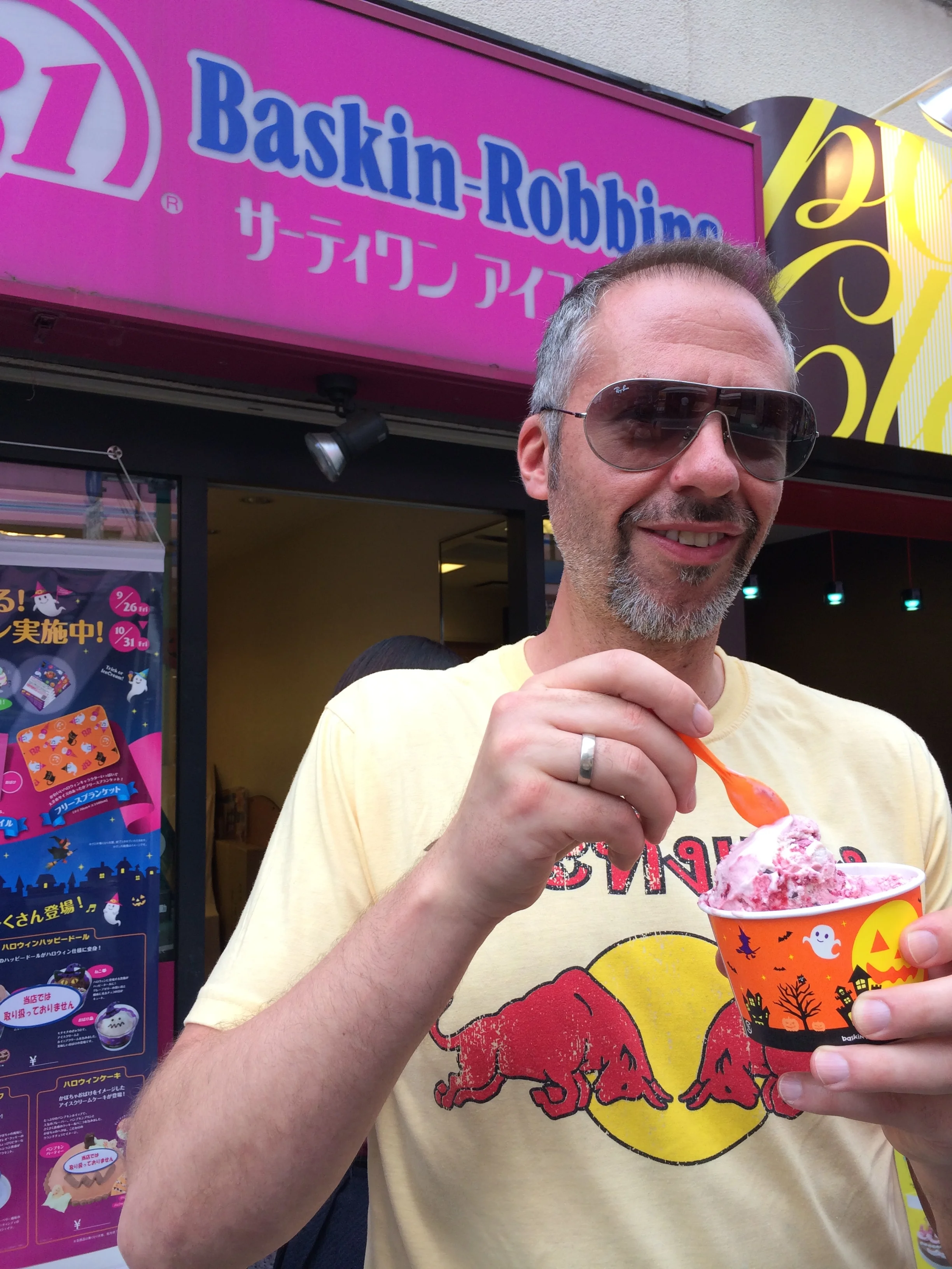 Dino was excited because he managed to find his favorite flavor of Baskin Robbins ice cream available in the US only around Valentine's Day, Love Potion No. 9. 