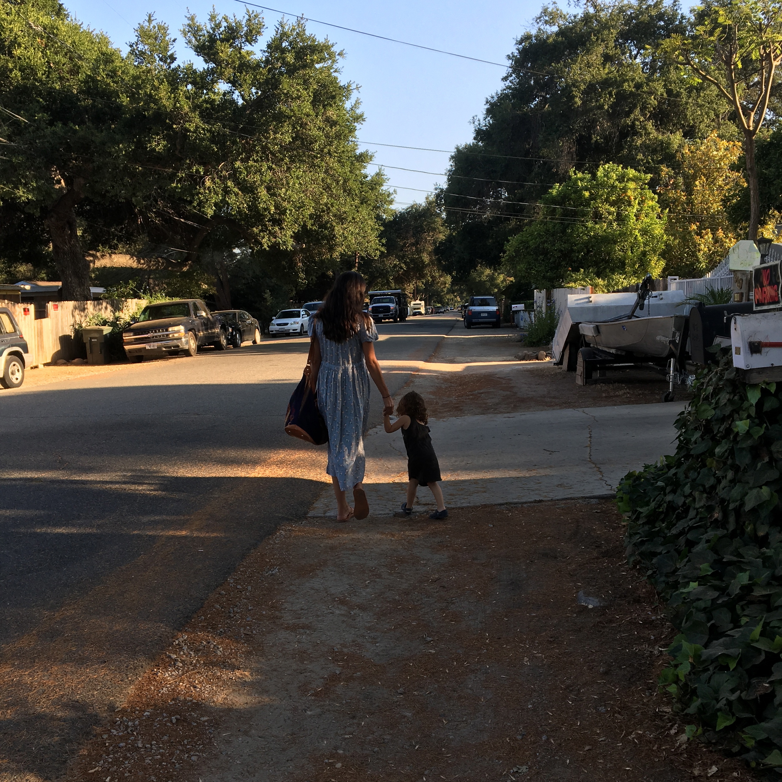 Strolling to dinner.