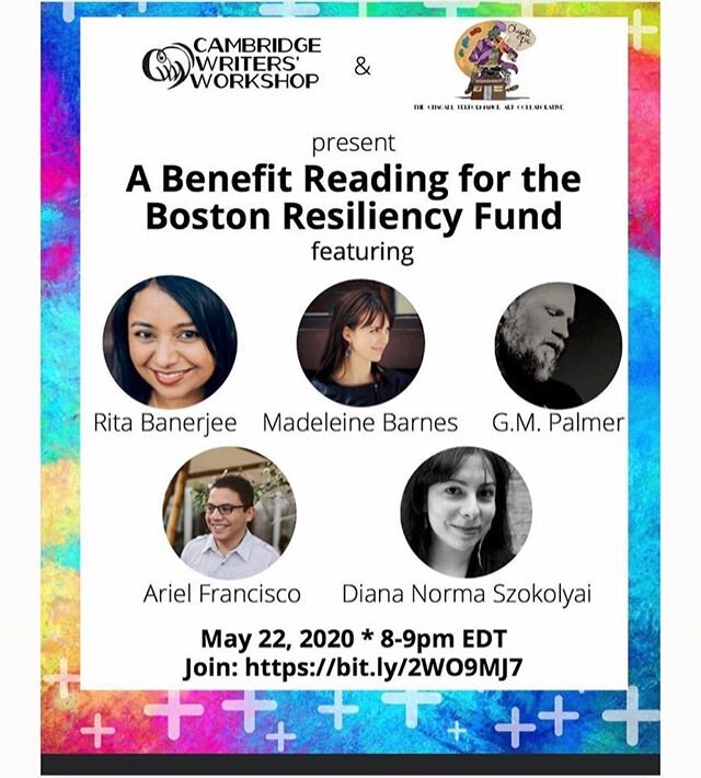 Please join me at Fourth Fridays Literary Salons this Friday May 22, 2020 at 8 p.m.  Cambridge Writers&rsquo; Workshop Facebook Live Event https://facebook.com/events/s/cambridge-writers-workshop-cov/161953195259059/?ti=icl ariel_francisco #madeleine