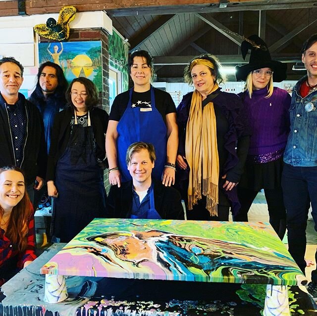 #ChagallPAC #Artists #Acrylic #Pour collaboration #collab #bonding #canvas #artistsrowsalemma #artistsrow #artistsofinstagram @seethestudio  @shaferdennis  @girlondwyer  @juleeavallone  @robbiepaulart  @dnswrites @raymondgilbert5501