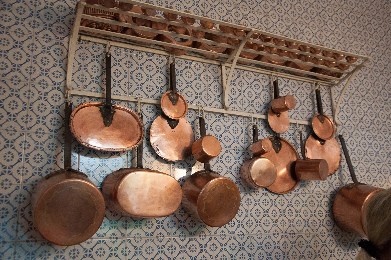 Antique copper pans, Palermo, Sicily cooking lesson.