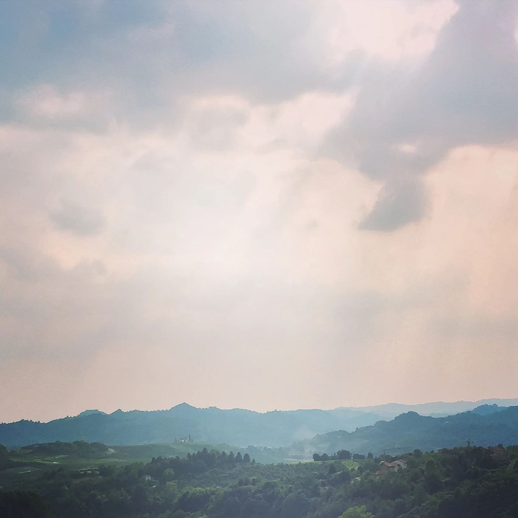 Sky, Montforte d'Alba, Barolo country. Italy food and wine tour.