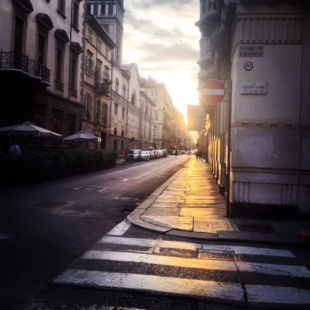 Sunset, Turin, cultural capital of Italy. Morso Travel Italy food and wine tour.